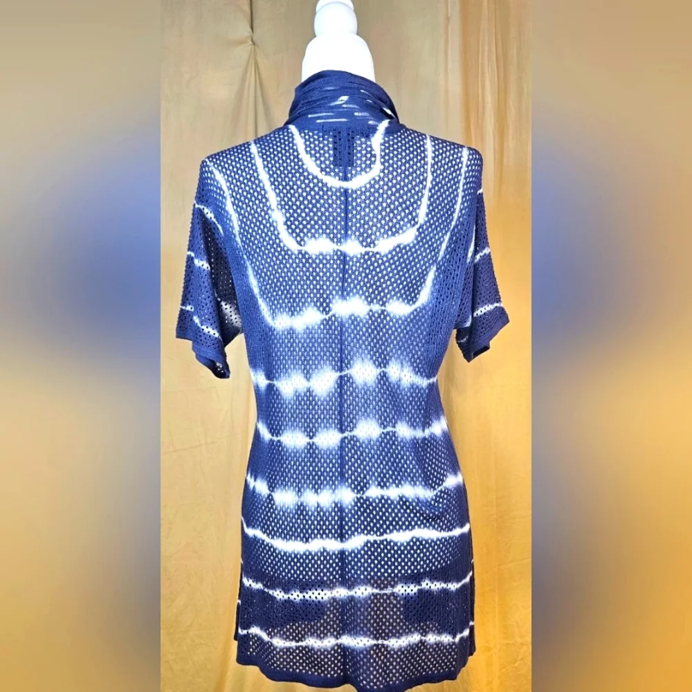 Vintage Design 365 Blue And White Short-sleeved Wrap Size Small - Picture 6 of 9